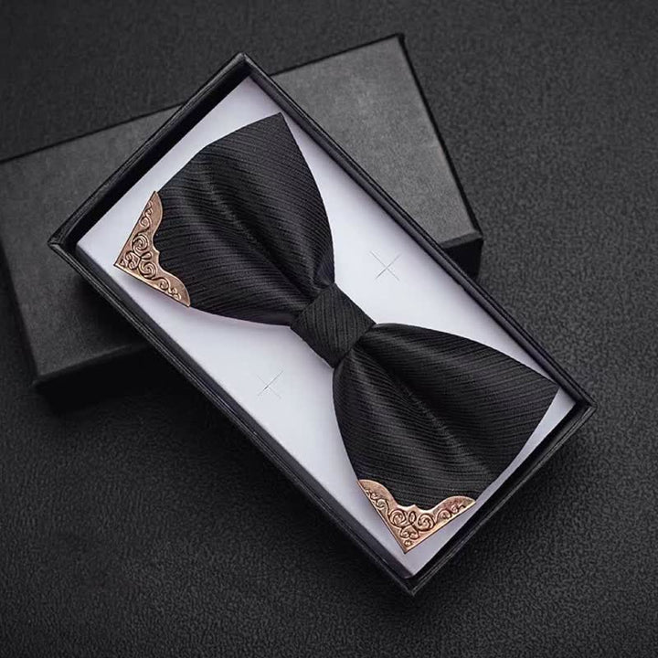 Nœud papillon en sergé avec pointes en métal doré pour homme