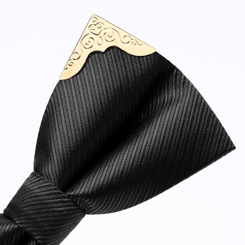 Nœud papillon en sergé avec pointes en métal doré pour homme