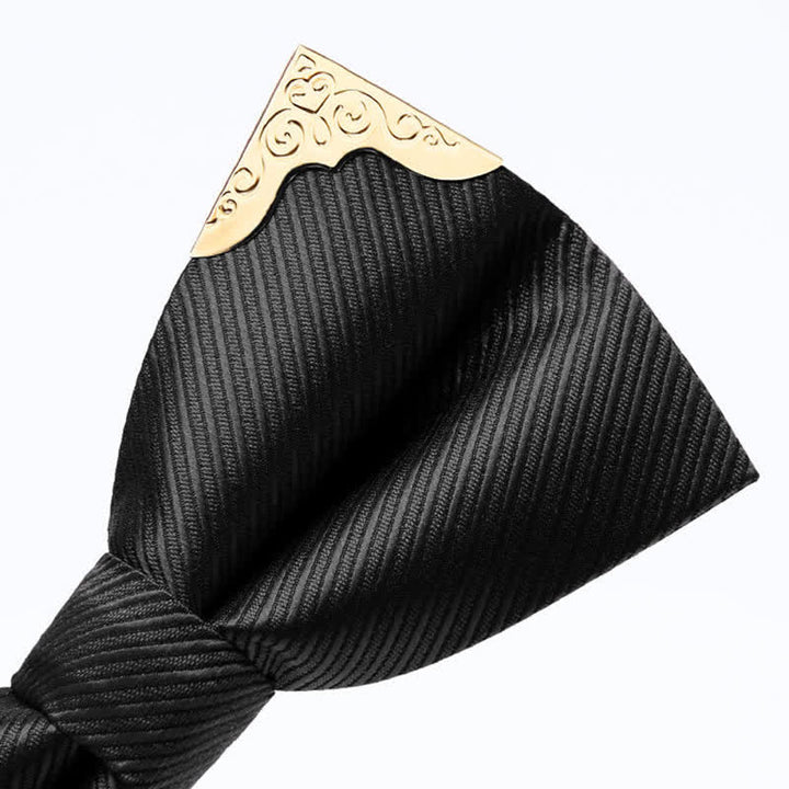 Nœud papillon en sergé avec pointes en métal doré pour homme