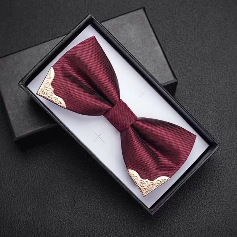 Nœud papillon en sergé avec pointes en métal doré pour homme