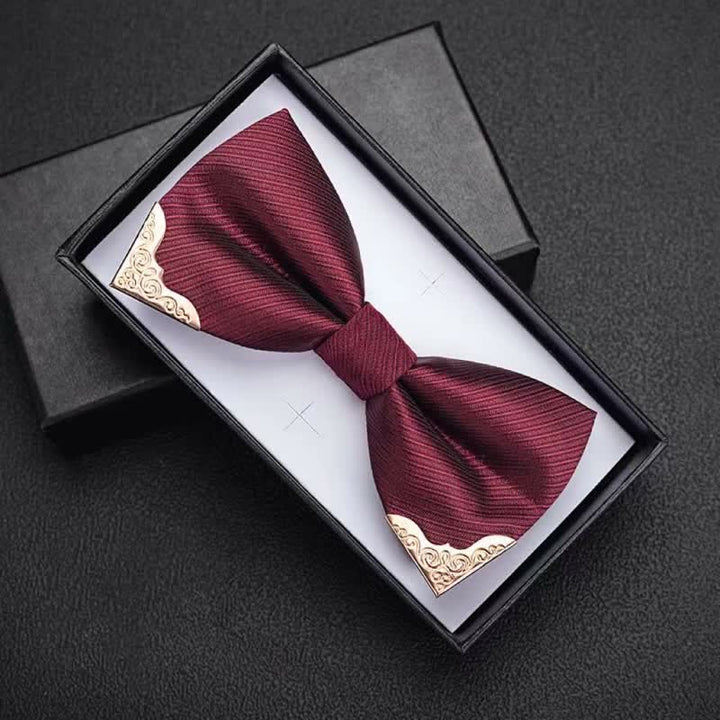 Nœud papillon en sergé avec pointes en métal doré pour homme