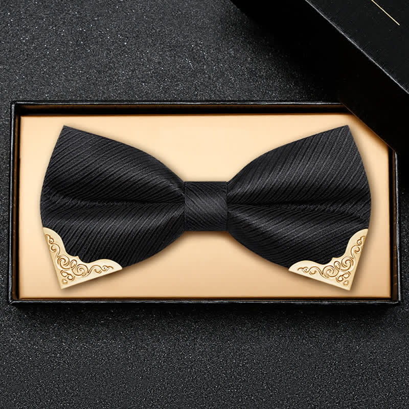 Nœud papillon en sergé avec pointes en métal doré pour homme