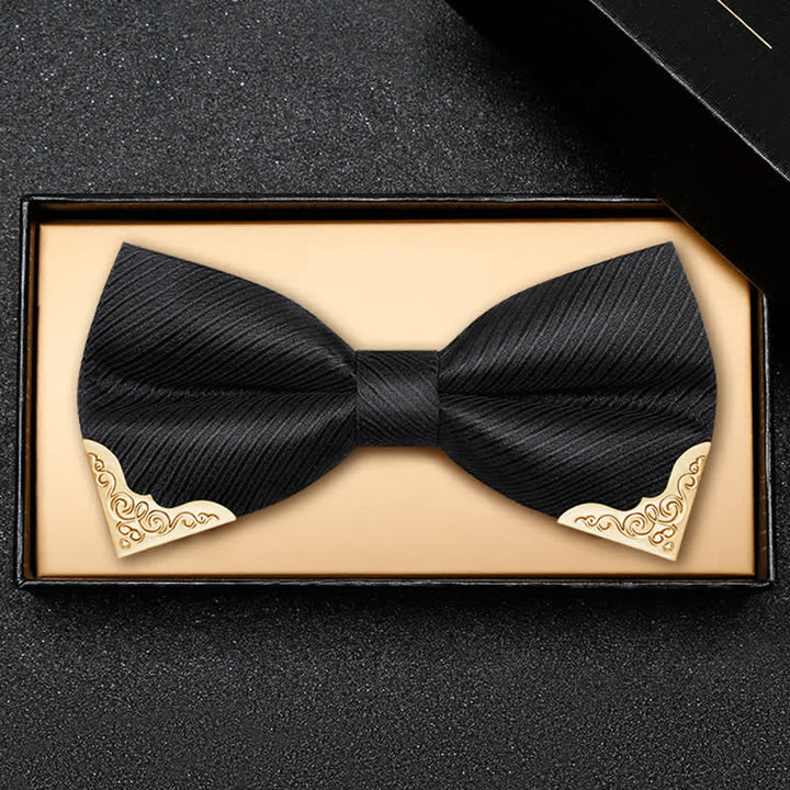 Nœud papillon en sergé avec pointes en métal doré pour homme