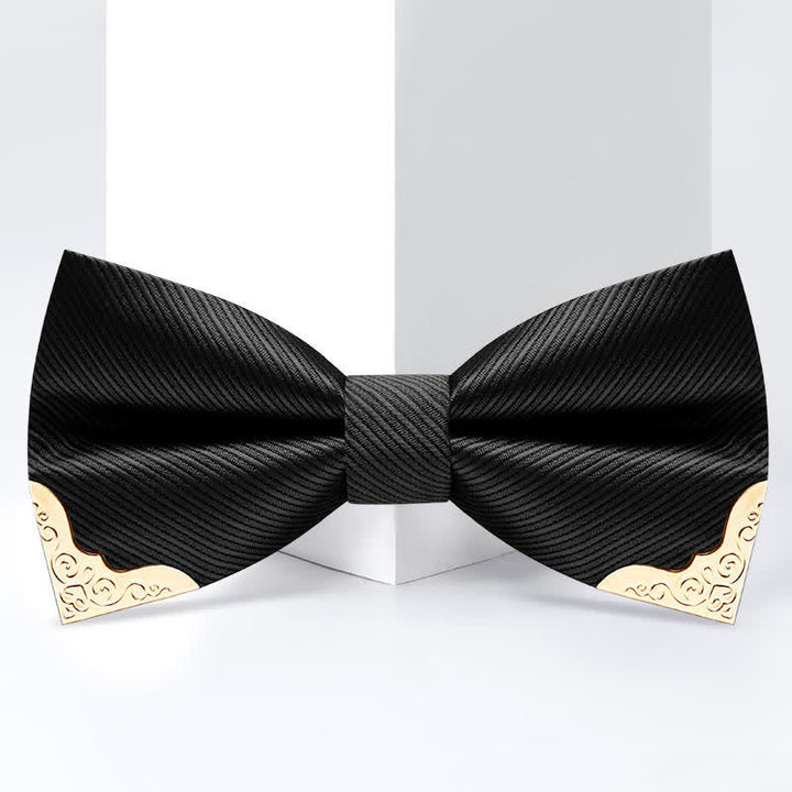 Nœud papillon en sergé avec pointes en métal doré pour homme