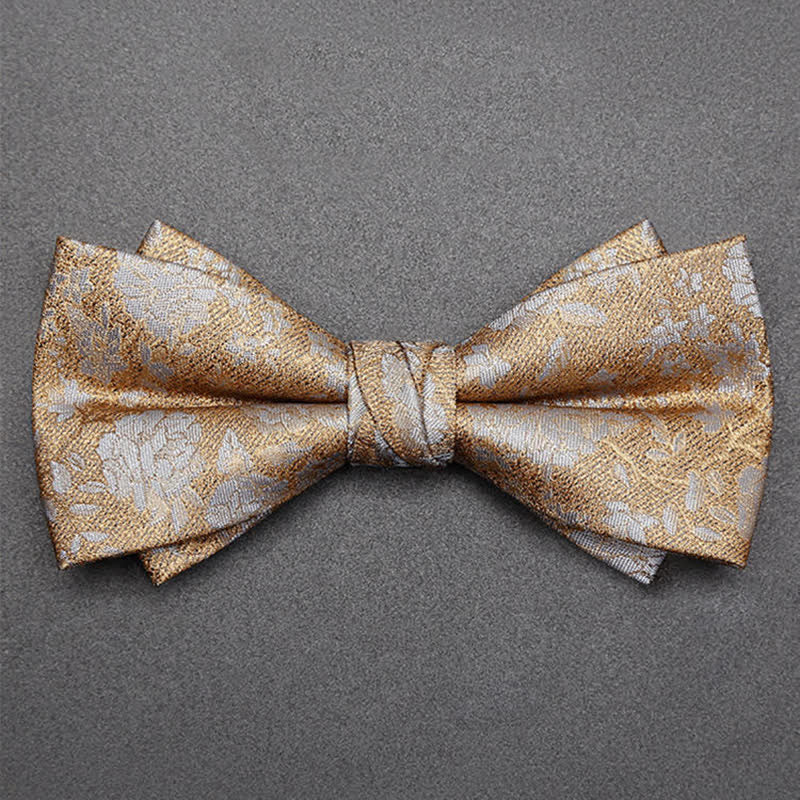 Nœud papillon double épaisseur à fleurs de champagne pour homme