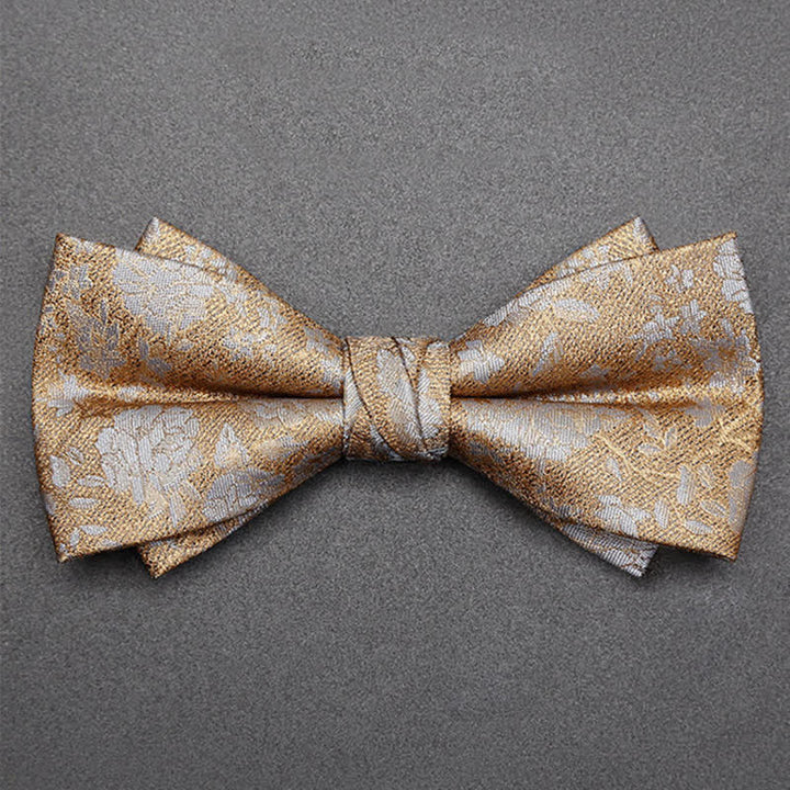 Nœud papillon double épaisseur à fleurs de champagne pour homme
