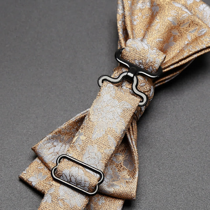 Nœud papillon double épaisseur à fleurs de champagne pour homme