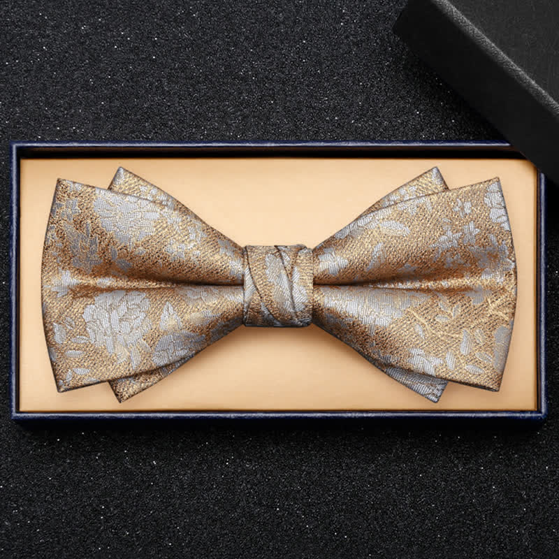 Nœud papillon double épaisseur à fleurs de champagne pour homme