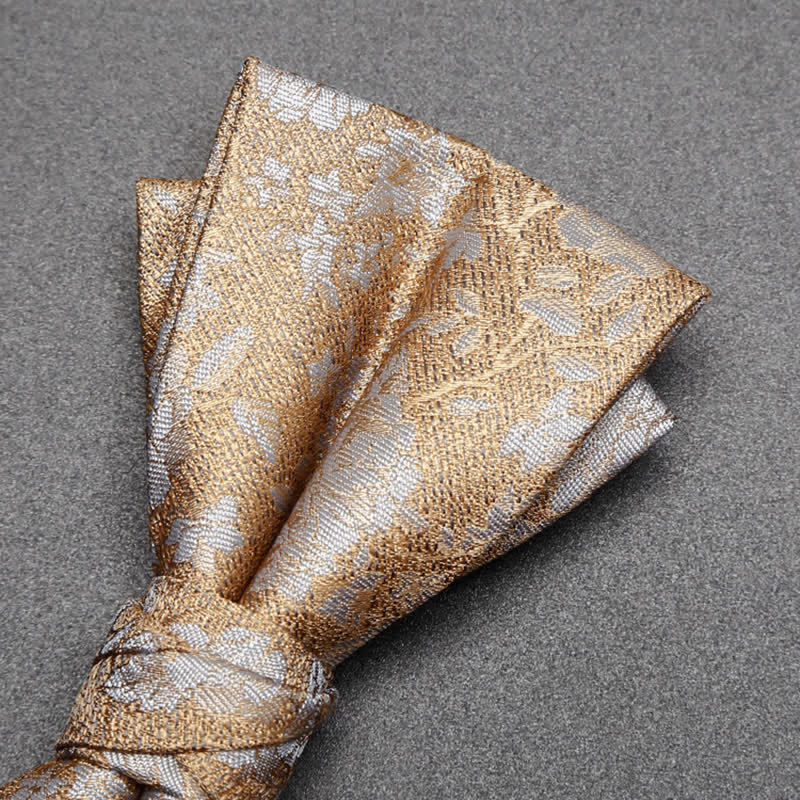 Nœud papillon double épaisseur à fleurs de champagne pour homme