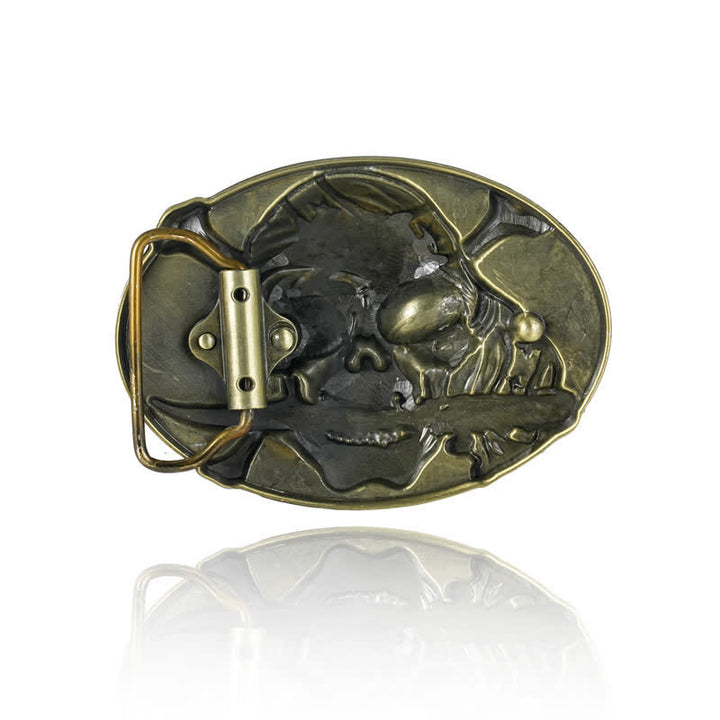 Ceinture en cuir à boucle pour homme avec tête de mort pirate