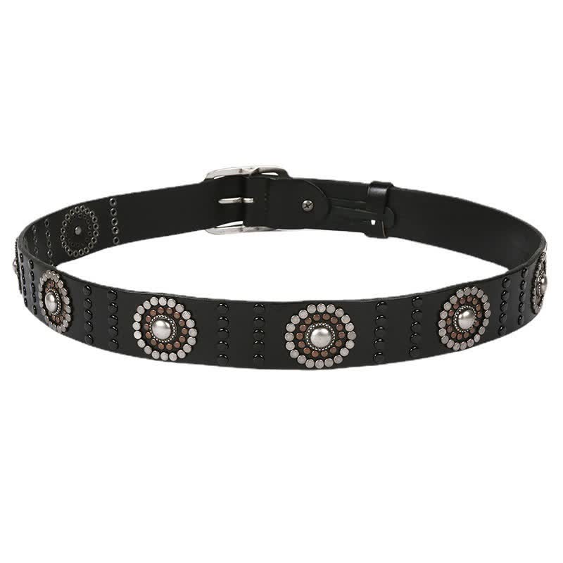 Ceinture en cuir cloutée punk avec décoration à rivets ronds assortis