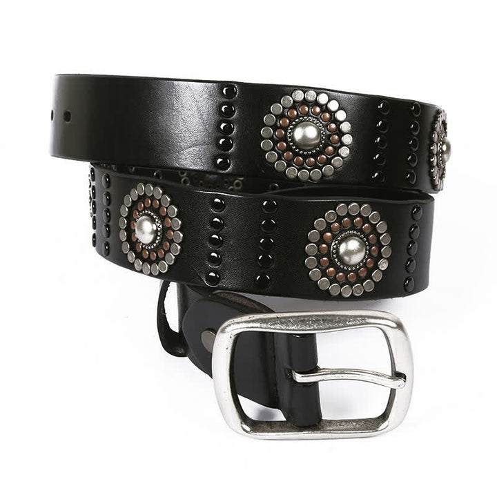 Ceinture en cuir cloutée punk avec décoration à rivets ronds assortis