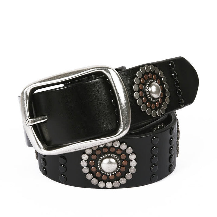 Ceinture en cuir cloutée punk avec décoration à rivets ronds assortis