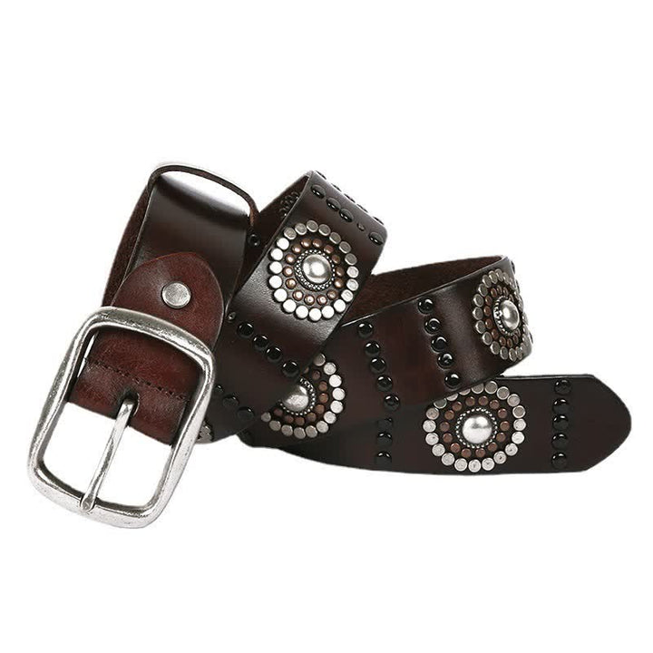 Ceinture en cuir cloutée punk avec décoration à rivets ronds assortis