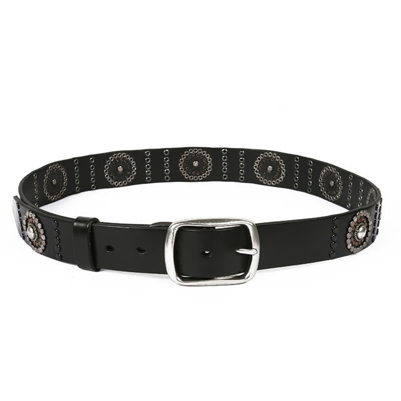 Ceinture en cuir cloutée punk avec décoration à rivets ronds assortis