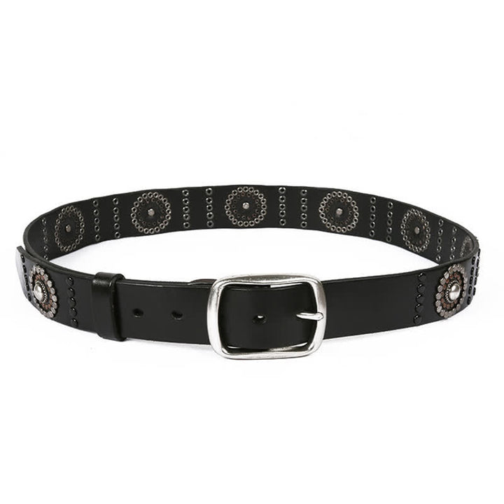 Ceinture en cuir cloutée punk avec décoration à rivets ronds assortis