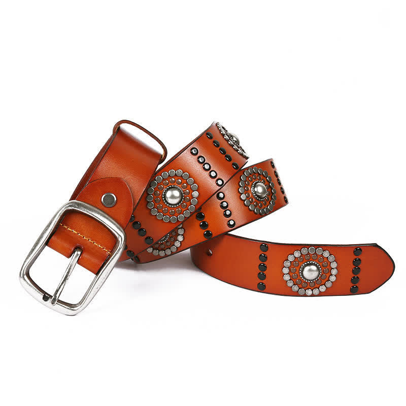 Ceinture en cuir cloutée punk avec décoration à rivets ronds assortis