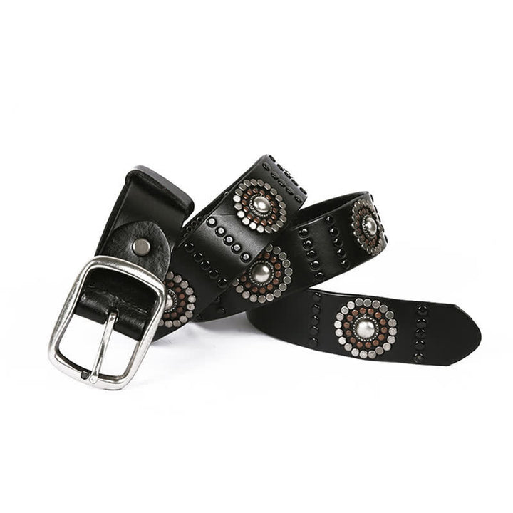Ceinture en cuir cloutée punk avec décoration à rivets ronds assortis
