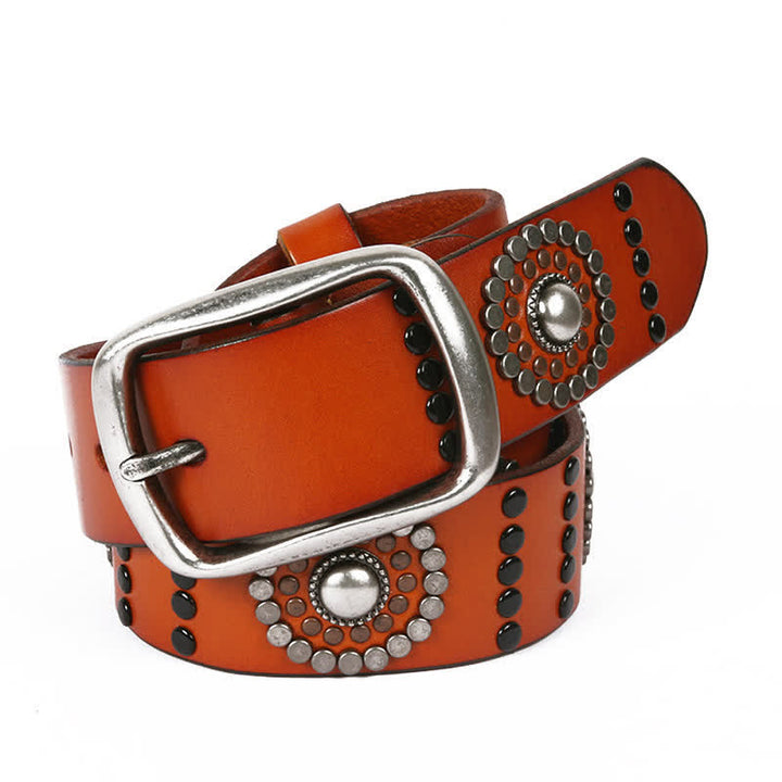 Ceinture en cuir cloutée punk avec décoration à rivets ronds assortis