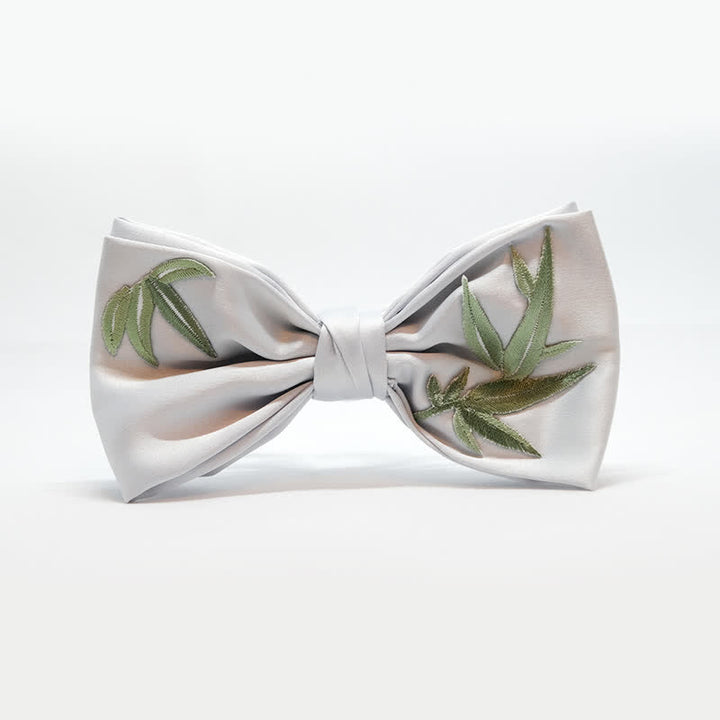 Nœud papillon pour homme en bambou brodé à motifs botaniques