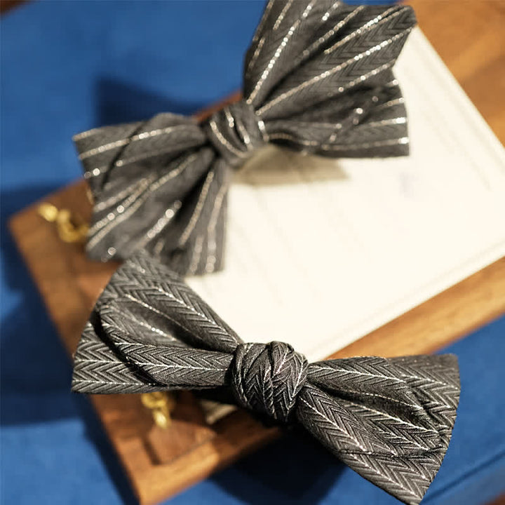 Nœud papillon à chevrons rayé gris foncé pour homme