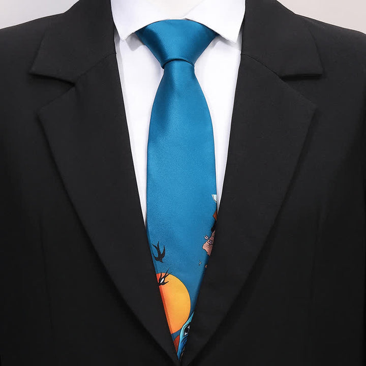 Cravate slim business à imprimé animal amusant pour homme