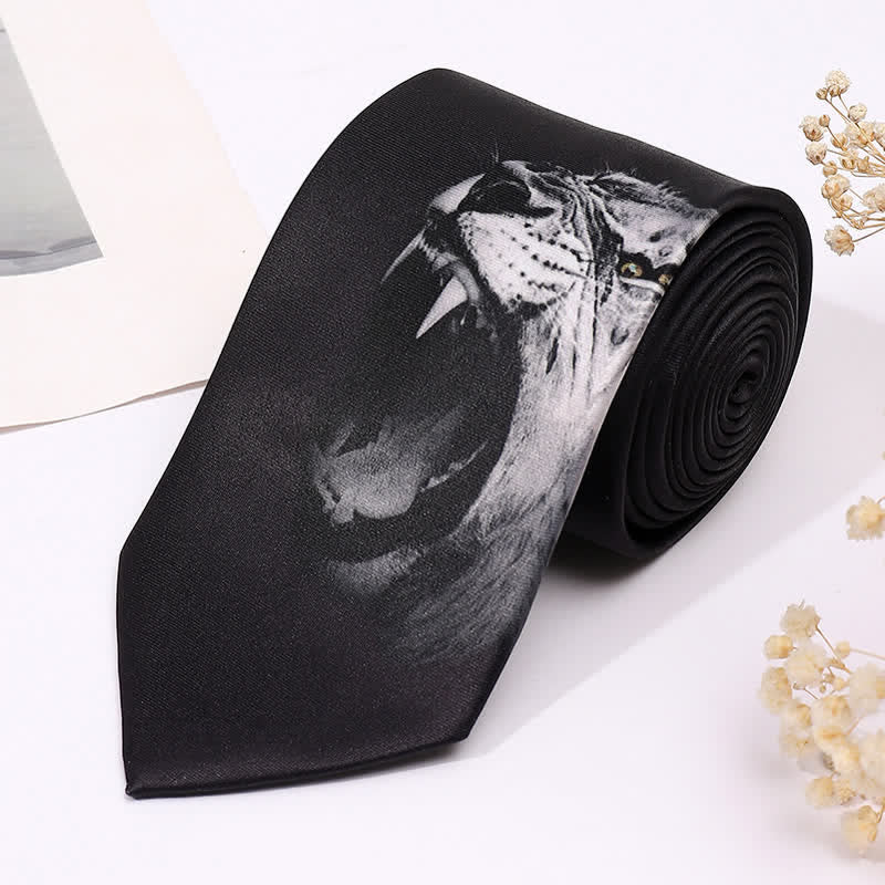 Cravate slim business à imprimé animal amusant pour homme