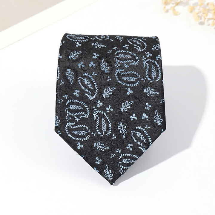 Cravate Jacquard Mix Cashew Fond Noir Homme