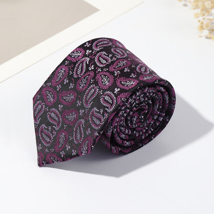 Cravate Jacquard Mix Cashew Fond Noir Homme