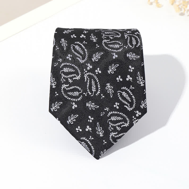 Cravate Jacquard Mix Cashew Fond Noir Homme