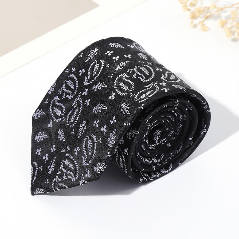 Cravate Jacquard Mix Cashew Fond Noir Homme