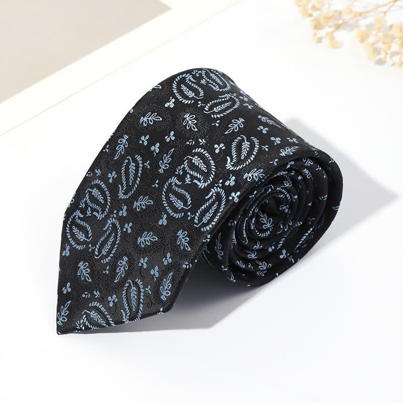 Cravate Jacquard Mix Cashew Fond Noir Homme