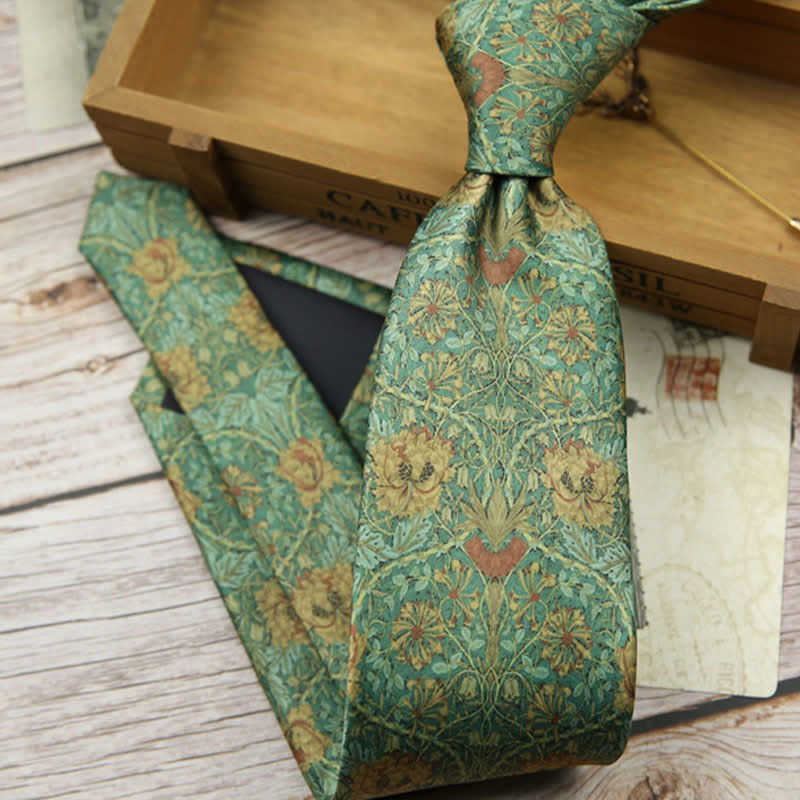 Cravate rétro intemporelle à imprimé floral pour homme
