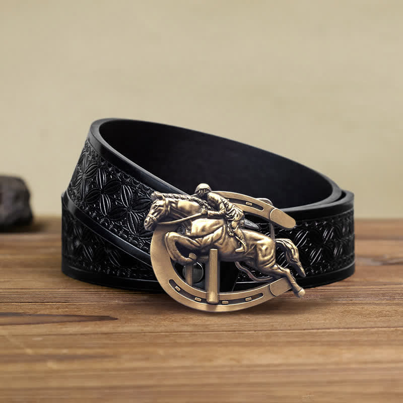 Ceinture en cuir à boucle pour spectacle équestre pour homme