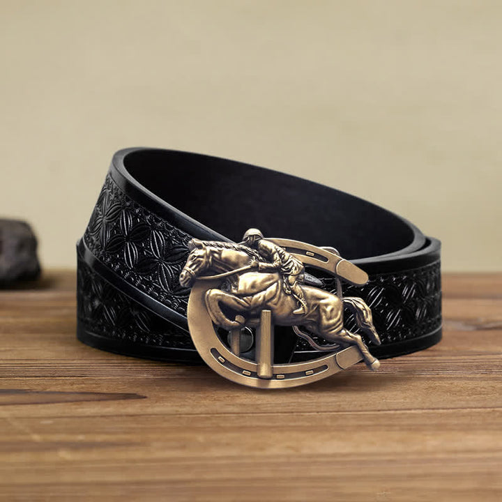 Ceinture en cuir à boucle pour spectacle équestre pour homme