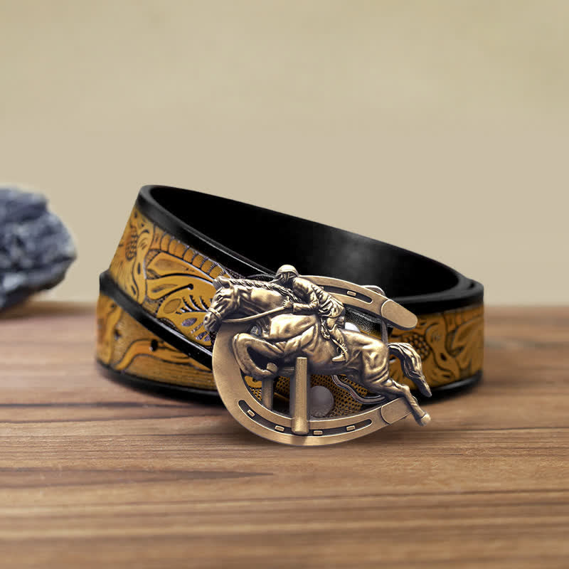 Ceinture en cuir à boucle pour spectacle équestre pour homme