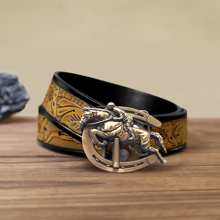 Ceinture en cuir à boucle pour spectacle équestre pour homme