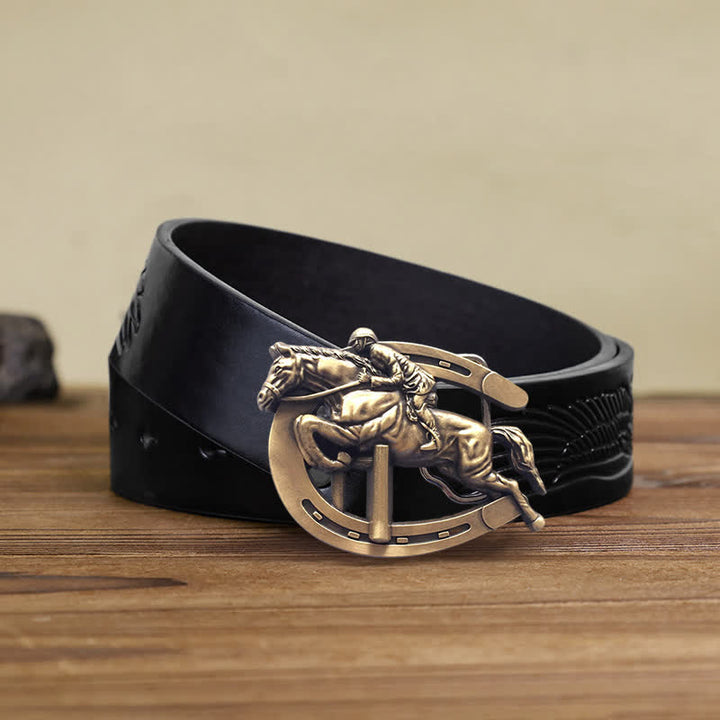 Ceinture en cuir à boucle pour spectacle équestre pour homme
