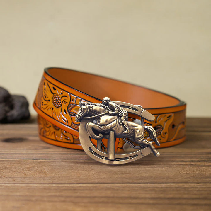 Ceinture en cuir à boucle pour spectacle équestre pour homme