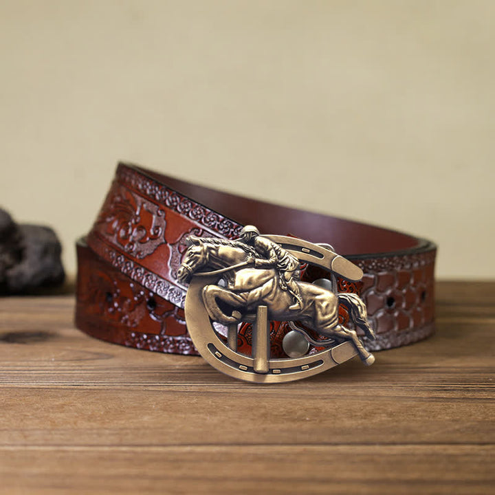Ceinture en cuir à boucle pour spectacle équestre pour homme
