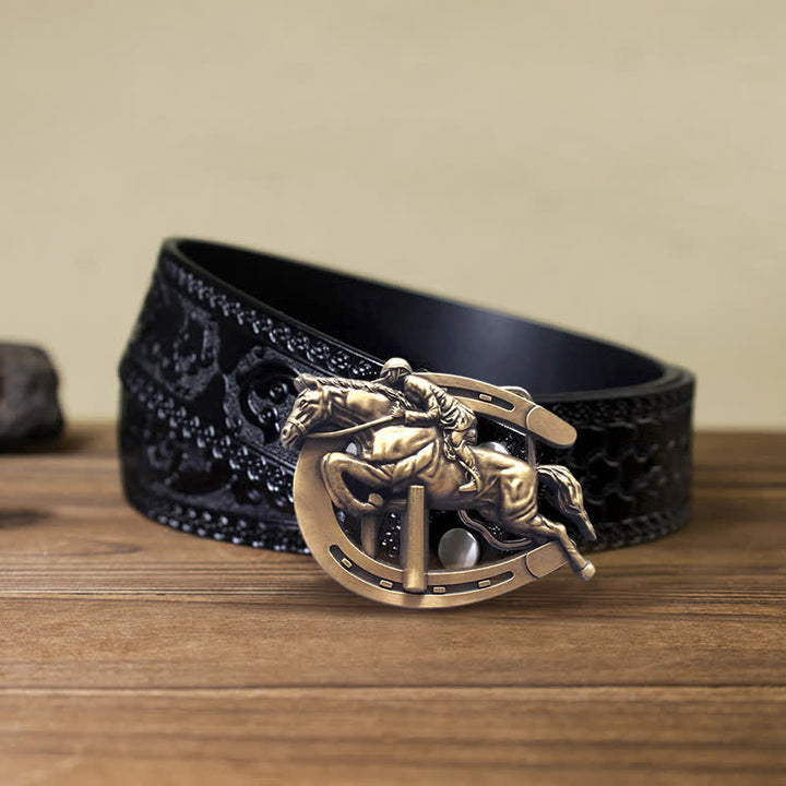 Ceinture en cuir à boucle pour spectacle équestre pour homme