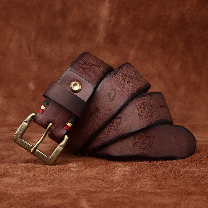 Ceinture en cuir avec gravure laser à motif totem