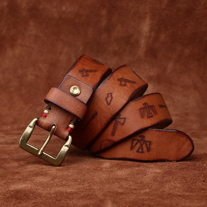 Ceinture en cuir avec gravure laser à motif totem