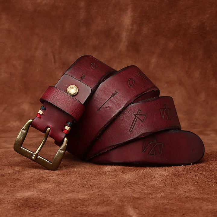 Ceinture en cuir avec gravure laser à motif totem