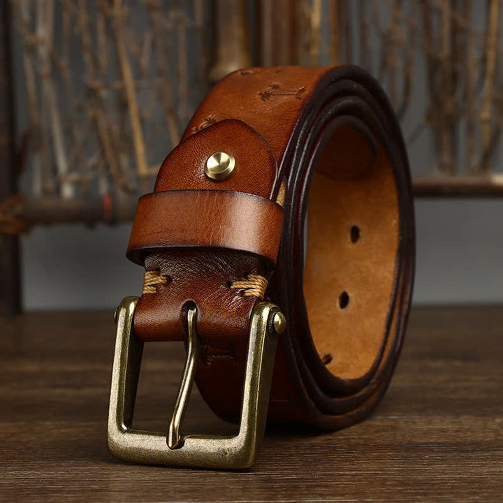 Ceinture en cuir avec motif gaufré de cocotier