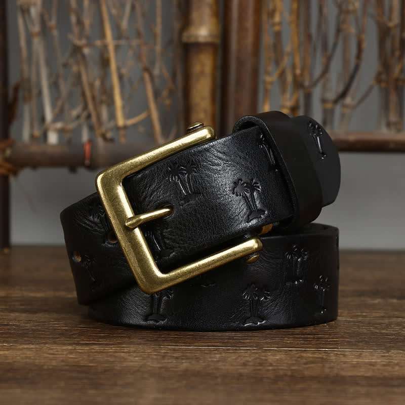 Ceinture en cuir avec motif gaufré de cocotier