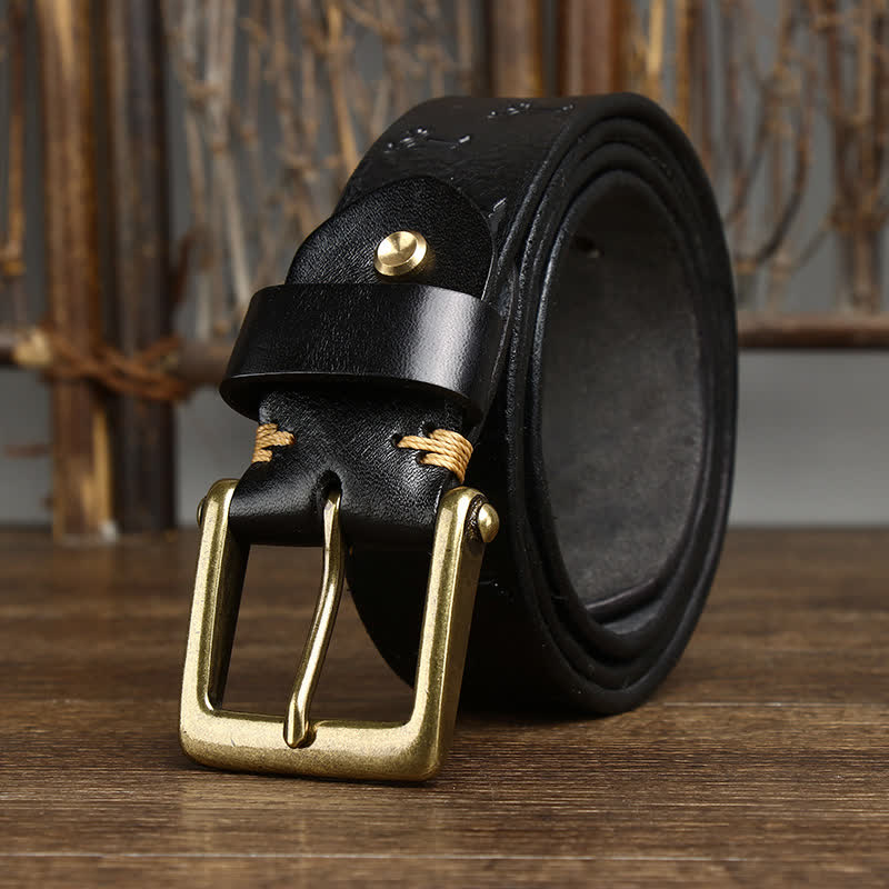 Ceinture en cuir avec motif gaufré de cocotier