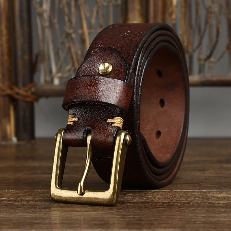 Ceinture en cuir avec motif gaufré de cocotier