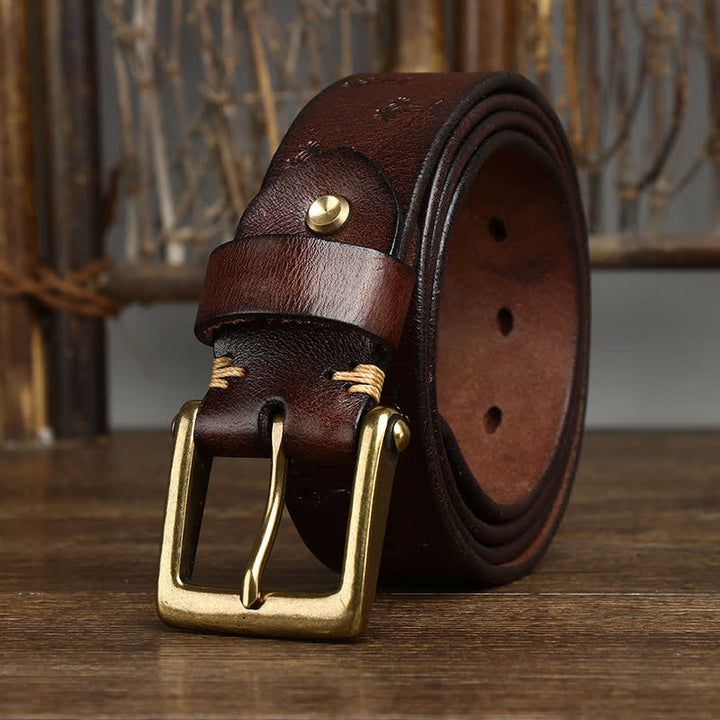Ceinture en cuir avec motif gaufré de cocotier