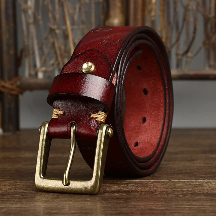 Ceinture en cuir avec motif gaufré de cocotier